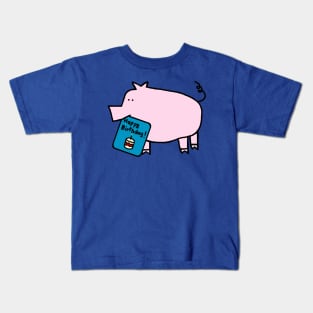 Pink Pig with Birthday Greetings Kids T-Shirt